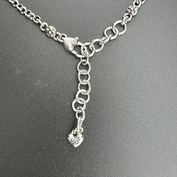 BRIGHTON Three Flowers Snowflakes Silver-tone Cable Chain Necklace 17" - Picture 6 of 9